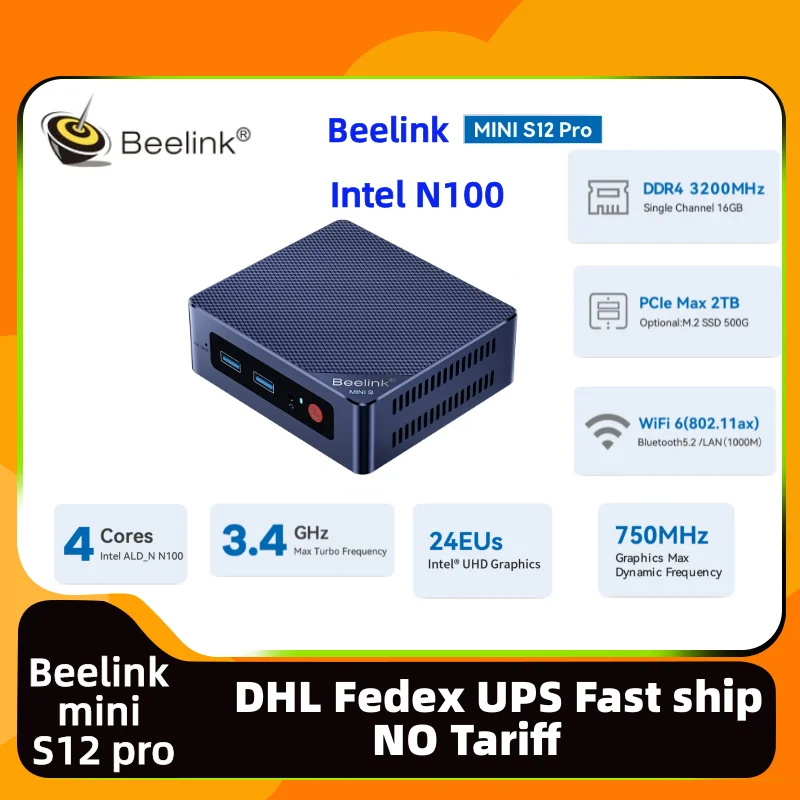 

New Beelink Mini S12 Pro intel N100 Mini S Mini PC RAM 16GB SSD 500GB DDR4 Desktop Gaming office home mini pc beelink mini S12