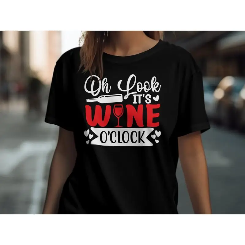 

Футболка Oh Look It's Wine O'Clock, забавные любители, идеально подходящие для любителей, милая повседневная футболка