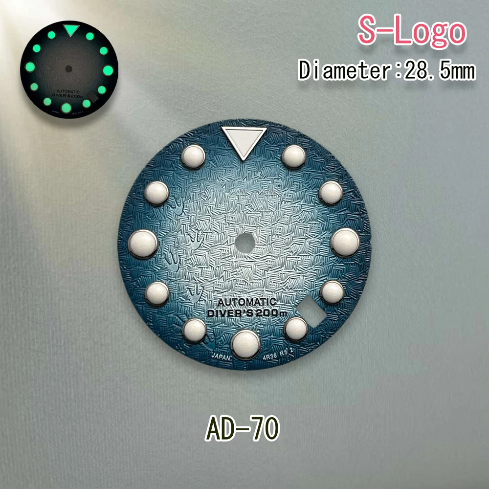 S Logo Wijzerplaat 28.5mm NH35 Wijzerplaat 3D Voetafdrukken Wijzerplaat Fit/NH35/NH36 Beweging C3 Groene Lichtgevende SKX007 Horloge Modificatie Accessoires