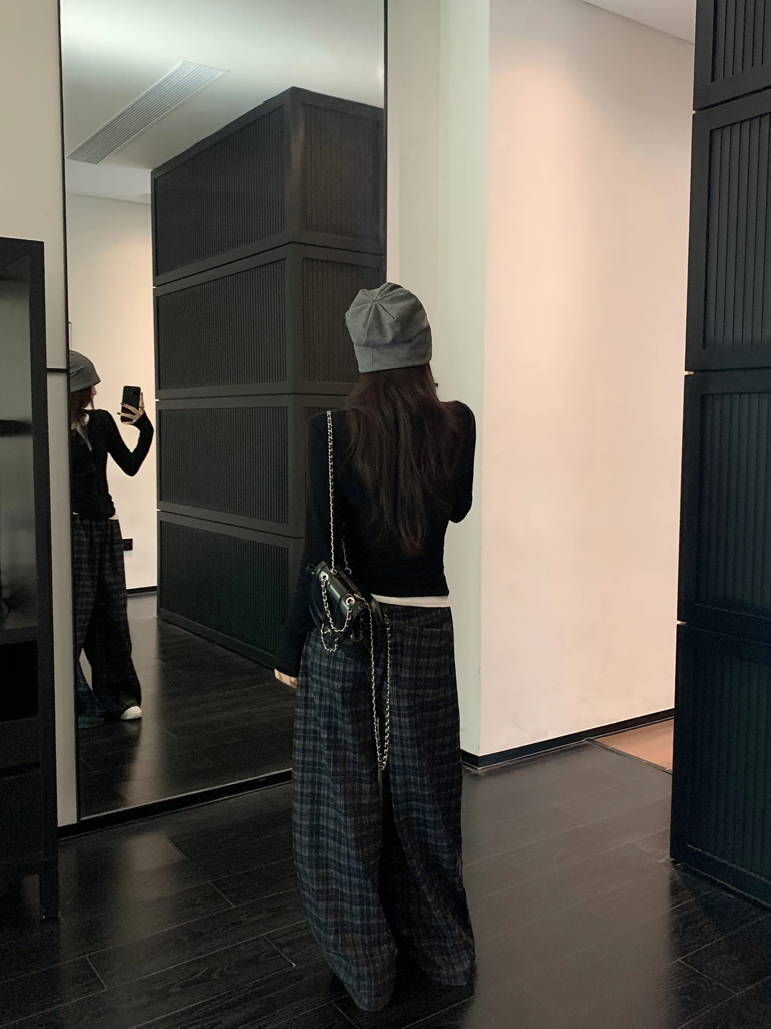 

Повседневные шерстяные брюки-палаццо Nuomici в клетку с широкими штанинами и завязками, маленький размер, для женщин, девушек и студенток, зимний сезон