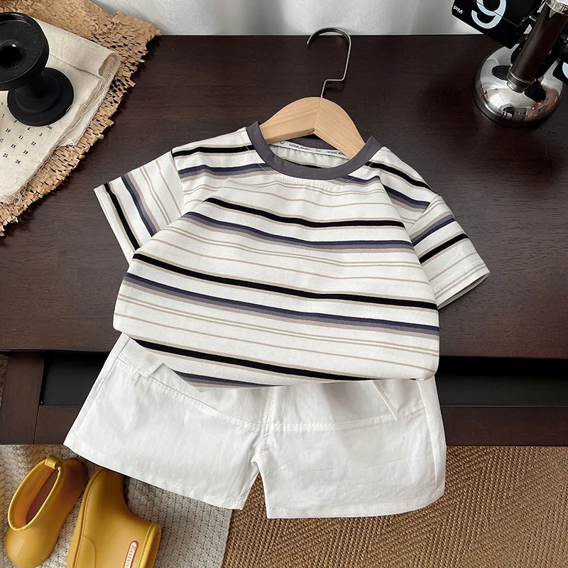 Babykleidung für Jungen 	 Set T-Shirt + Shorts Kinder Jungen Sommerkleidung Set Streifen Baby Jungen Outfit Set Kleinkind Kleinkind T-Shirt & Hose