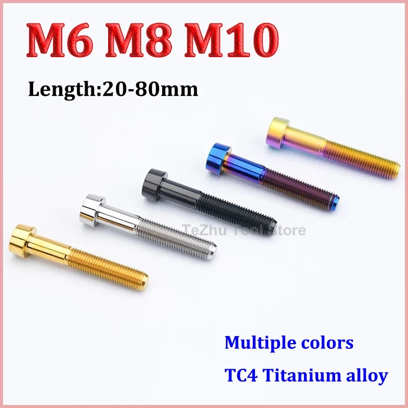 1pc Titanium Bolts Titanium Alloy Anti-theft Screw M6 M8 M10 X 20 25 30 35 40 45 50 55 60 70 75 80mm Modified Repair Screw
