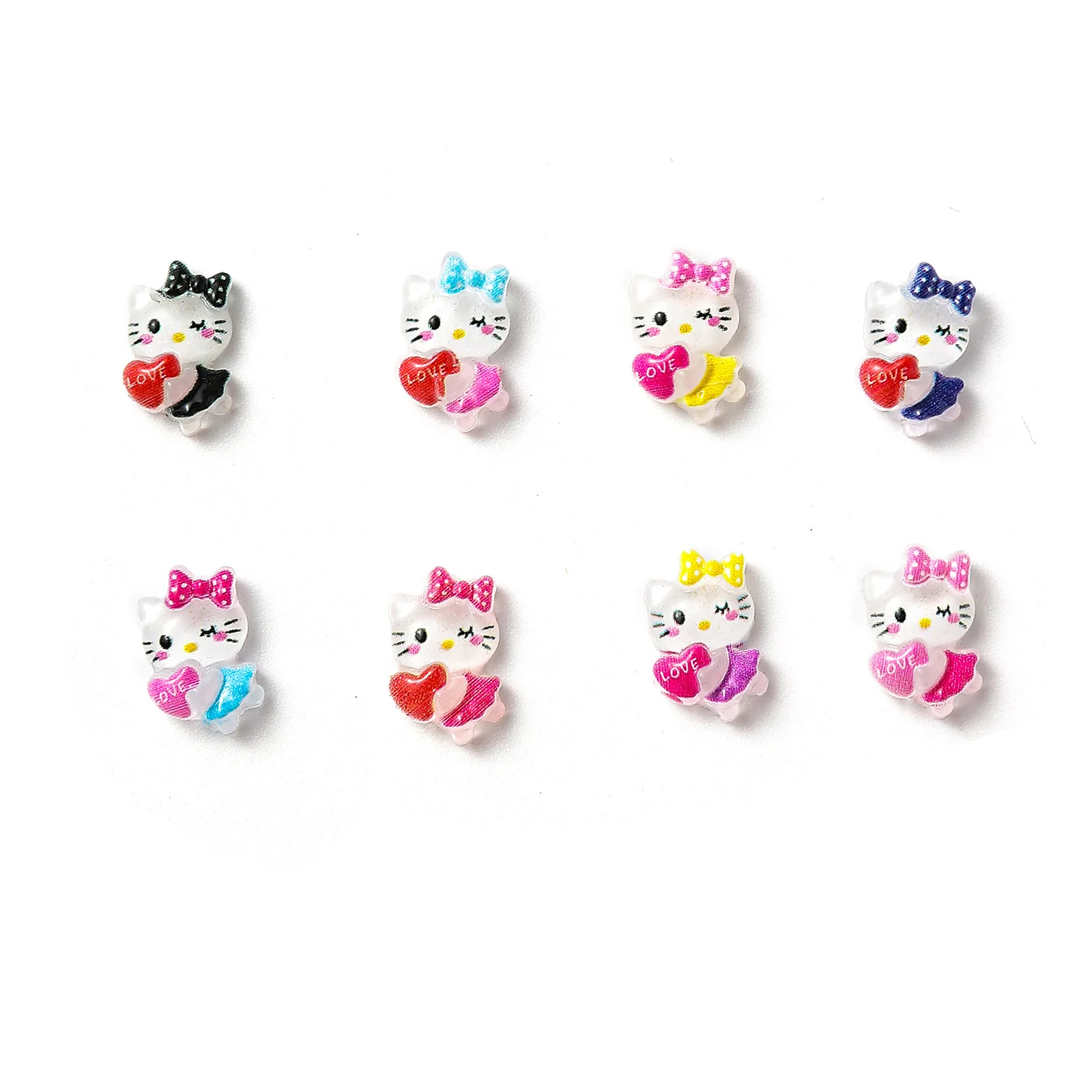 20pcs miniso heart kt cartoon nail charms for diy nail making kawaii cute resin nail art decoreation