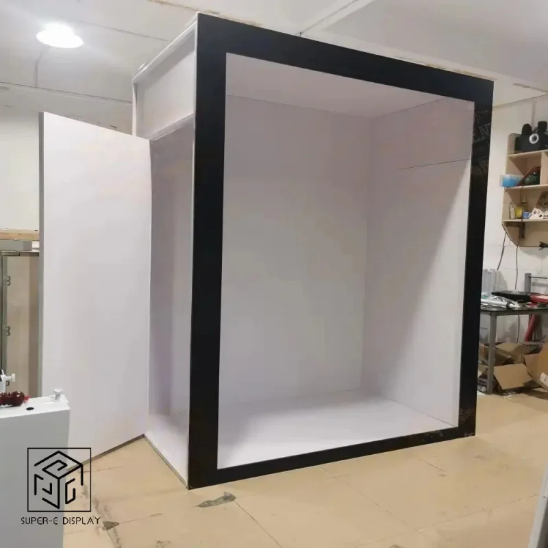

Customize.Wedding Decoration Photography Black Magazine Photo Booth Box Backdrop Mariage Weeding Photobooth with Led Light with