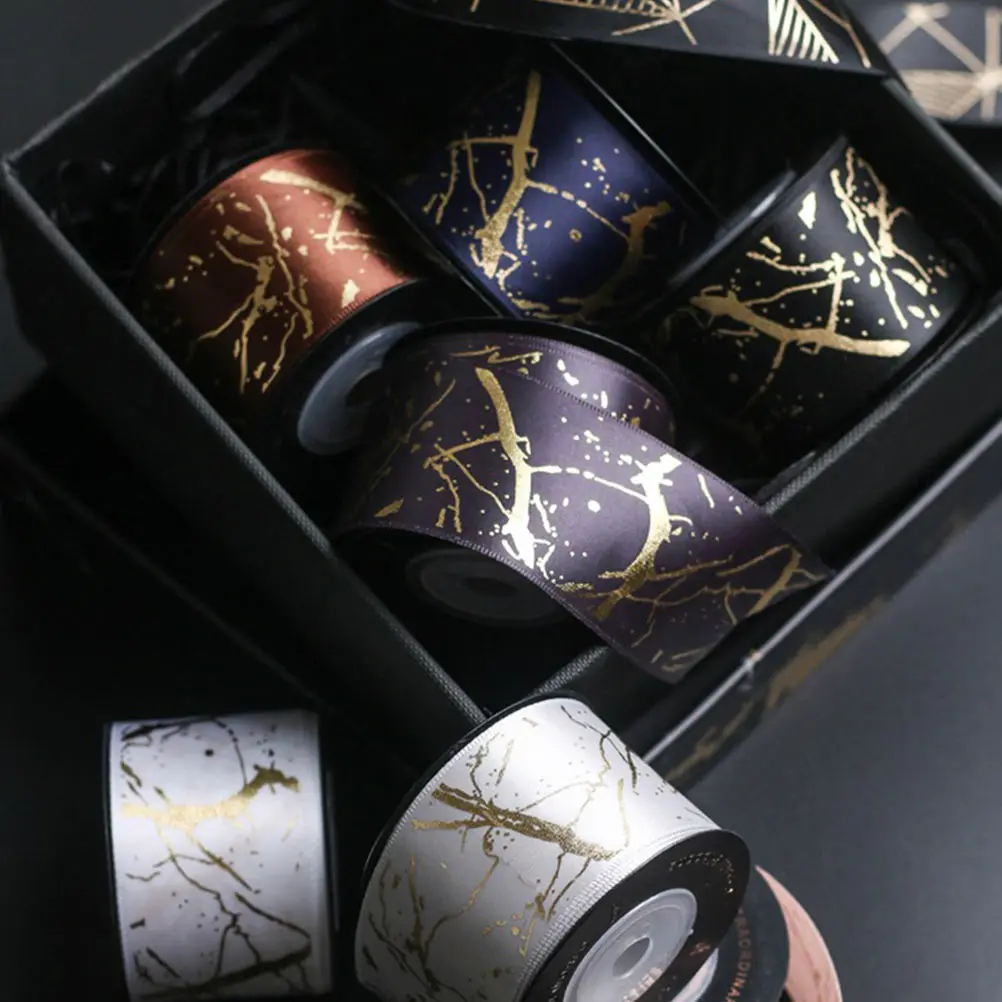 

Shimmery Packaging Tape 2 Rolls Blue Polyester Ribbon for Bouquet Gift Box Wrapping DIY Crafts Decorative Bronzed Birthday