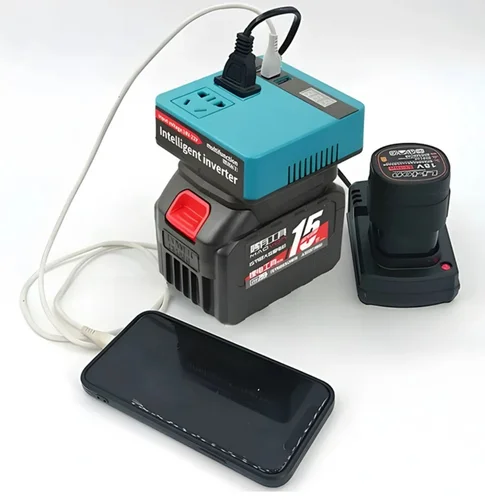 Inversor de batería de litio de 120W CC de 18V-21V a CA 220V para inversor de trabajo al aire libre de transformador inteligente Makita