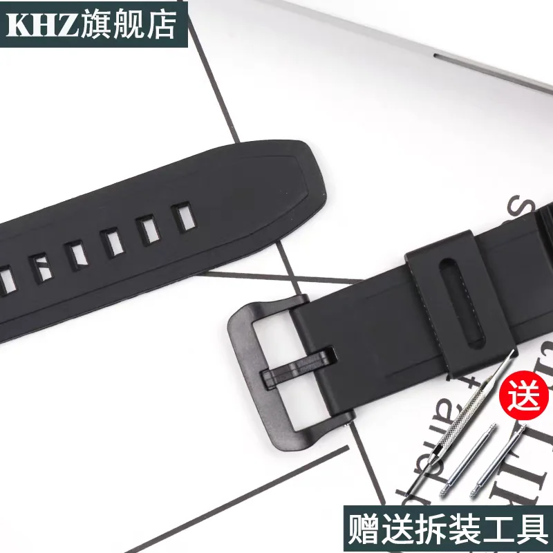 16 مللي متر الرجال الراتنج حزام (استيك) ساعة اكسسوارات ل كاسيو MCW-100H 110H W-S220 HDDS100 5434 حزام ساعة اليد المرأة المطاط الرياضة معصمه #4