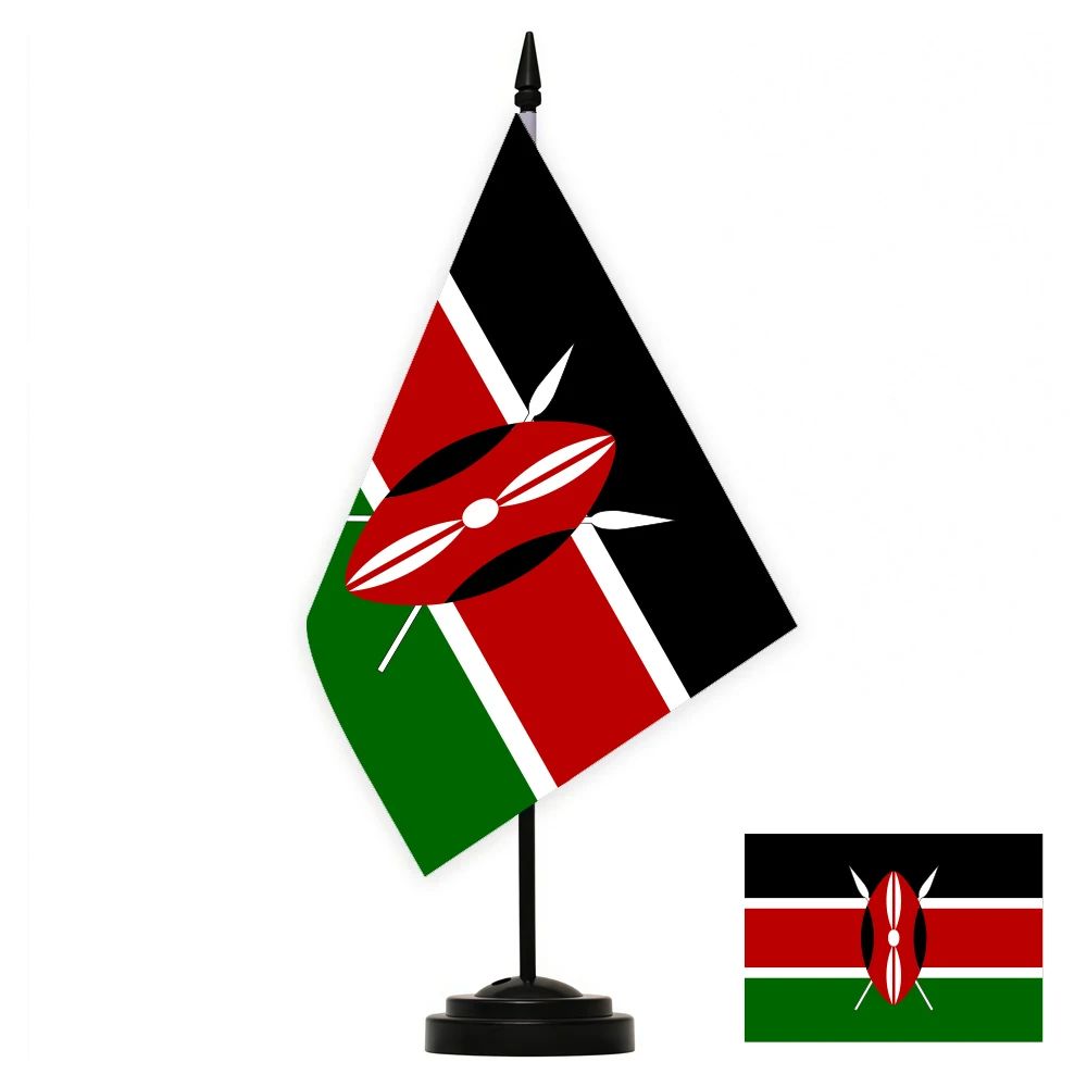 Aerlxemrbrae 14x21cm Office Desk Flag of  Kenya Flag  Kenya desktop Small Decorative Flag with Flagpole