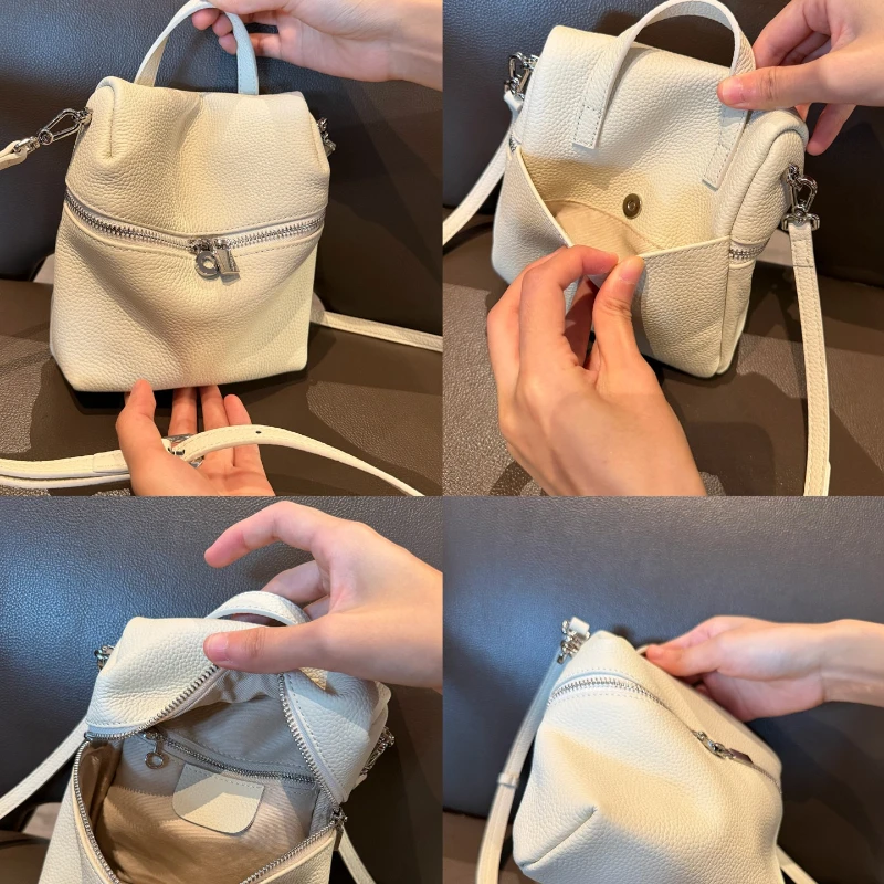 Genuine Leather Women Mobile Phone Bag 2026 New Soft Leather Square Crossbody Bag Luxury Small Handbag Casual Shoulder Purse