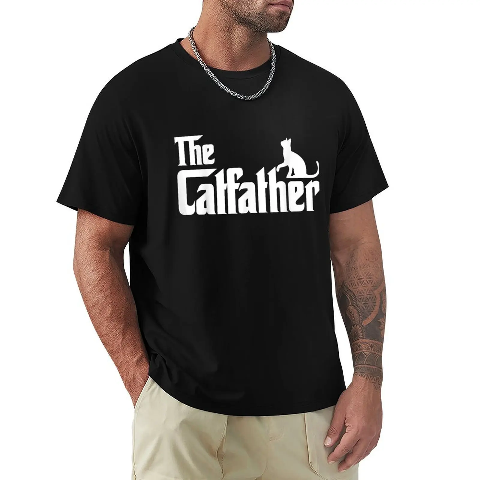 

The Catfather Funny Cat Dad Father Lover T-Shirt Plus Size Non-Shrink T-Shirt