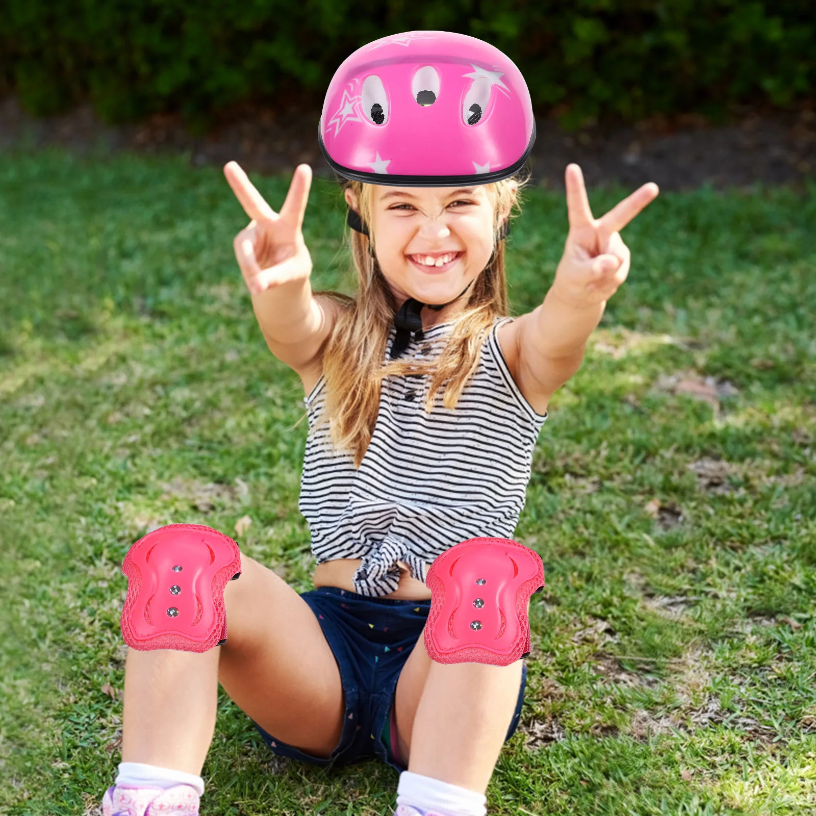 7 Pcs Kids Bike and Pads Riding Gear Knee Toddler Pink Elbow Youth Sports Girl Child