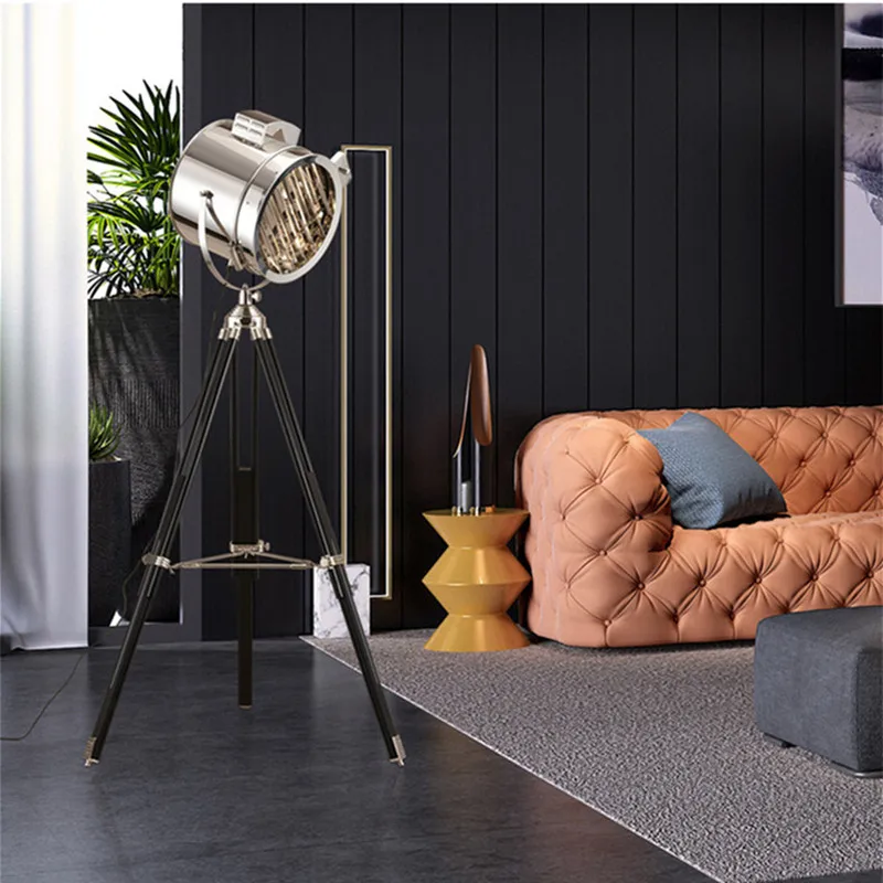 American Retro Industrial Wind Floor Lamp Studio Creative Bedroom Bedside Nordic Study Naval Searchable Rotatable Lampshade Lamp