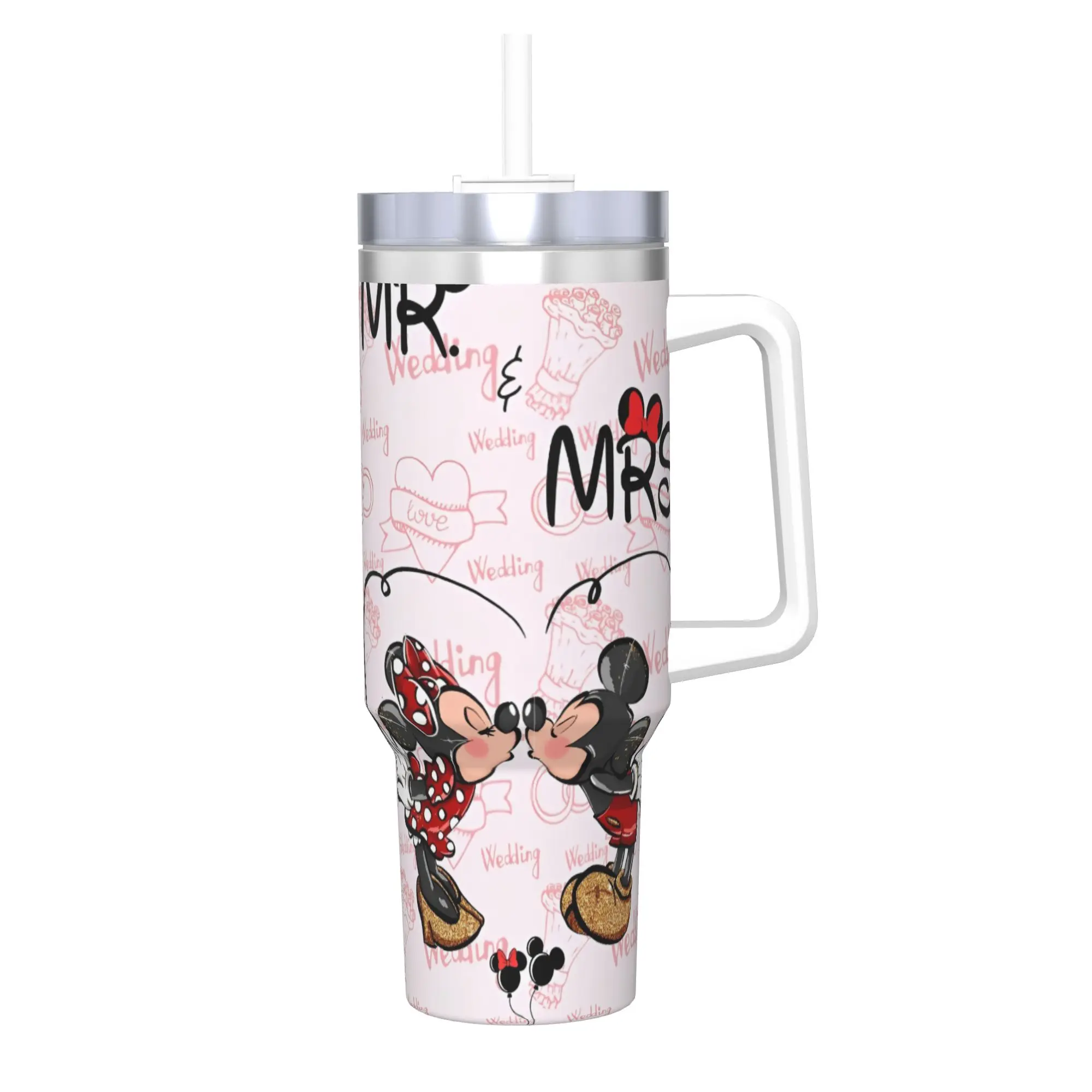 

Mickeys and Minnies Cute Mouse Tumbler With Straw Stainless Steel Tumblers Cup Double Wall Vacuum Insulated for Cold Or Hot 40oz