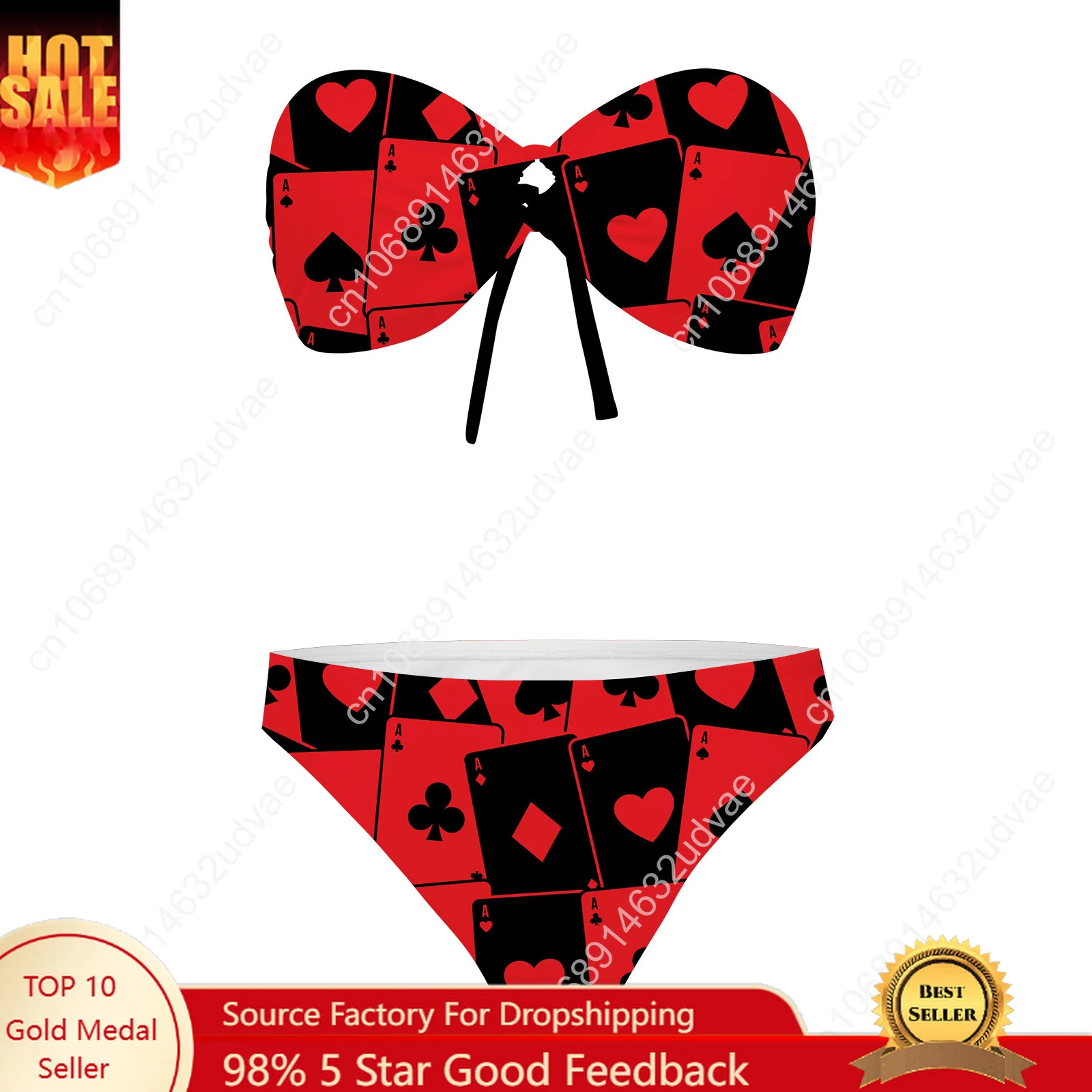

Playing Cards Strapless Swimsuit Womens Bathing Suits Personalized Fashion Swimwear Pool Party Sexy Bikini Customize Beachwear