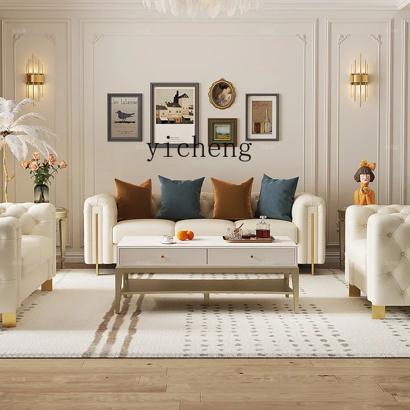 

ZYA solid wood coffee table light luxury modern small apartment simple cream style living room household with drawer tea table