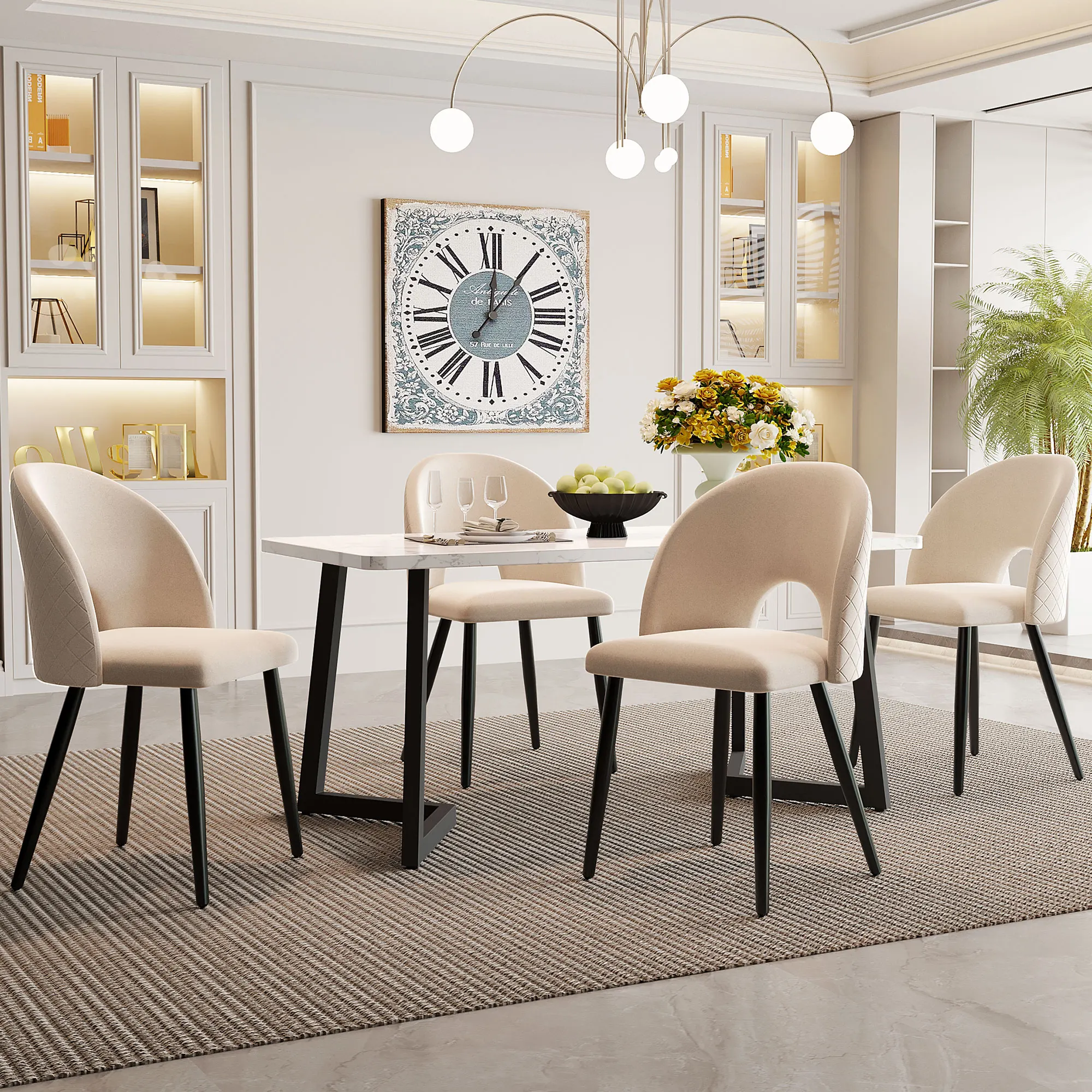VSOGA Essgruppe (Set, 117×68cm Esstisch mit 4 Stühlen), rechteckiger Esstisch, modernes