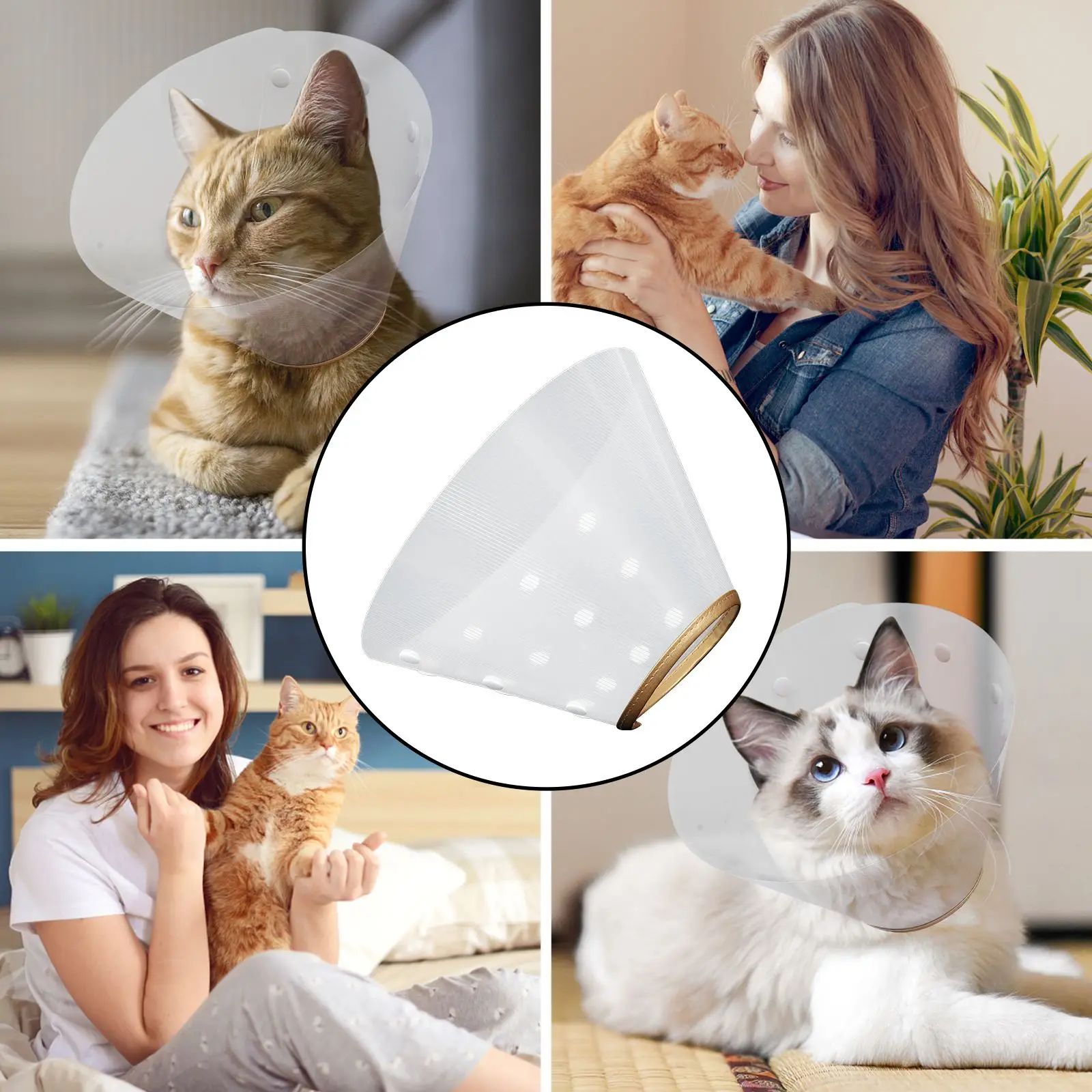 

Stop Pet Anti-bite Circle Cat Kitten Recovery Collar for Cats Plastic Neck Wound