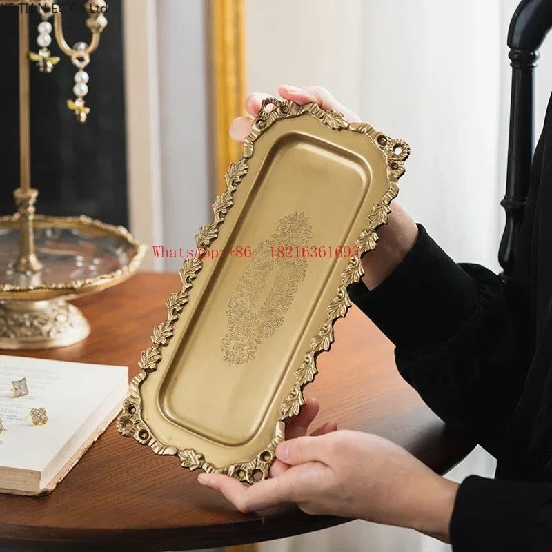Limited Offer European Style Luxury Brass Storage Tray Aromatherapy Candles Perfume Storage Tray High End Bedroom Dressing Tab
