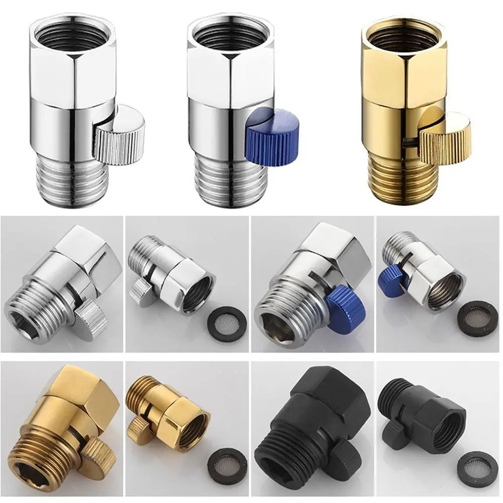 Bathroom Shower Straight-through Water Shut-Off Diverter Valve Shut-off Angle Valve Water Flow Control Valve Brass Junction