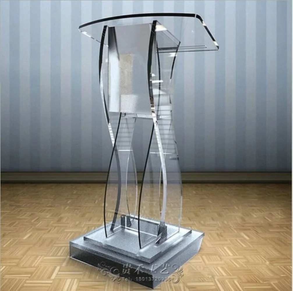 Clear Podium Stand - Acrylic Pulpits for Churches, Professional Portable Presentation Podium Lectern with Wide Reading Surface