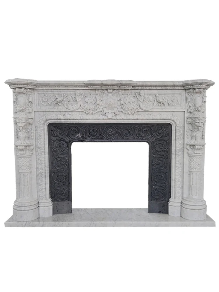 Marble fireplace European stone stone carving White Marble fireplace Carrara white stone fireplace frame