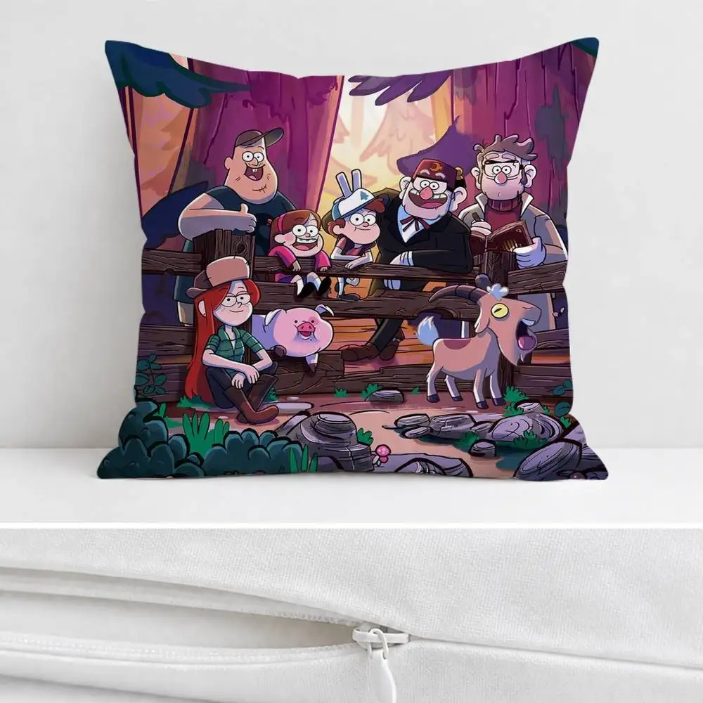 G-Gravity Falls Double-sided Printed Square Decorative Cushion Cover for Sofa Living Room Home Decor