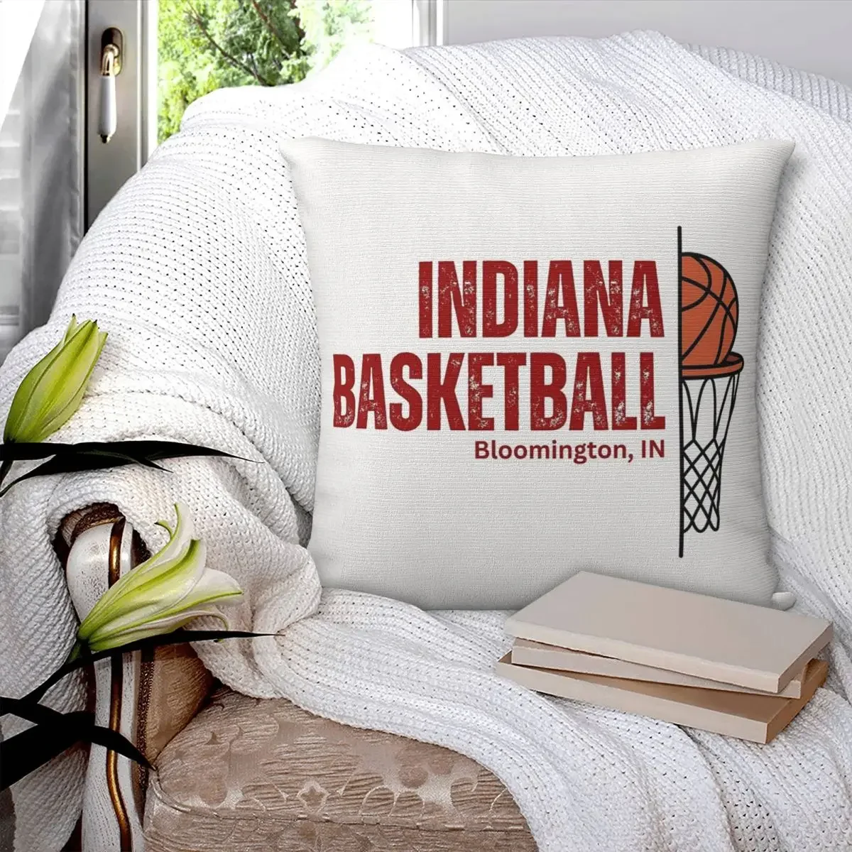 Indiana University Basketball Bloomington Pillowcase Pillows Cover Cushion Comfort Throw Pillow Sofa Decorative Cushions Used