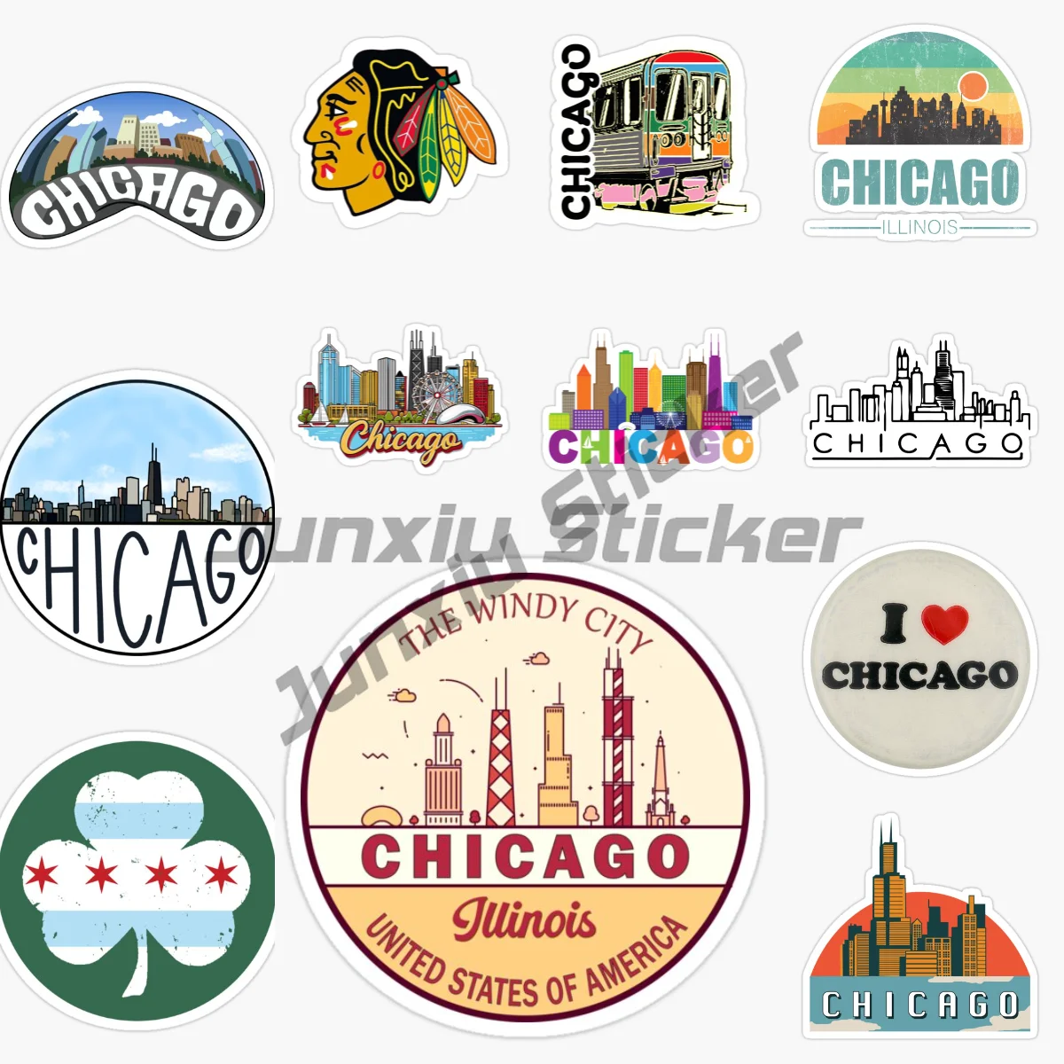 

CHICAGO National Flag Car Sticker for Badge Bicycle Van Laptop Motorcycle Wall Car Window Glass Off-road Decal Customizable