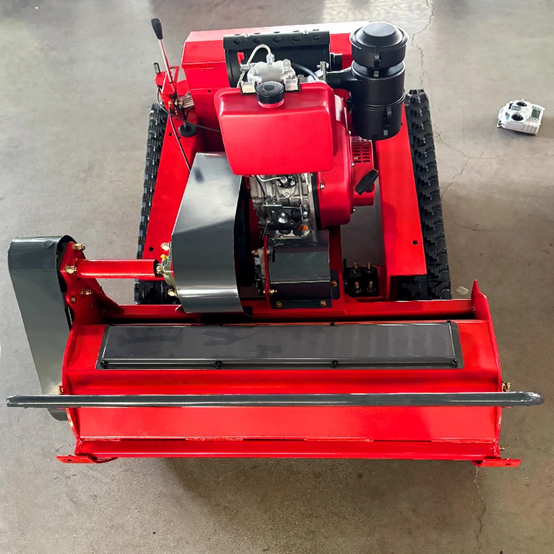 カスタマイズ可能な全地形対応ゼロターン遠隔操作芝刈りロボット、ヘビーデューティーデザイン、軍用グレードカウンターウェイトシャーシ