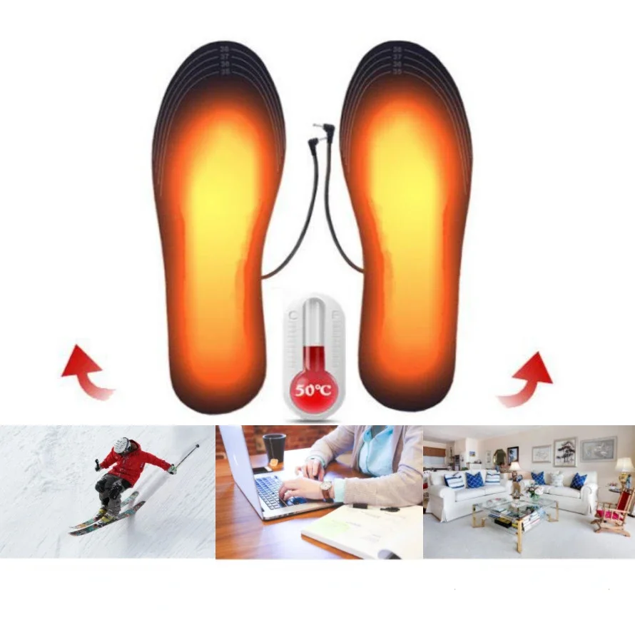 

USB Electric Heated Insoles Pad Unisex Heated Shoe Insoles Winter Outdoor Sport Feet Warming Insoles Foot Warming Feet Warmer