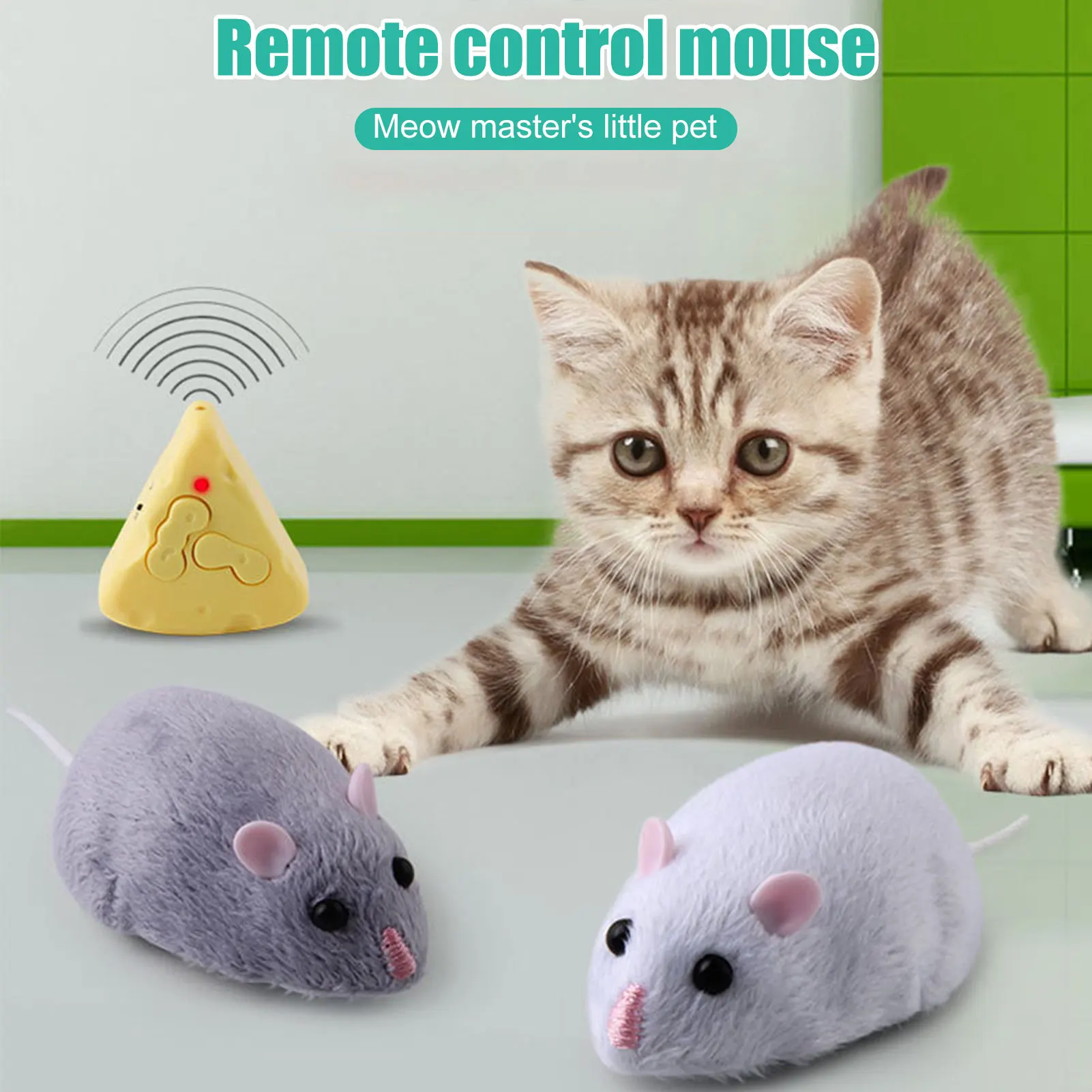 Electronic Remote Control Mouse Toys For Cats Toy Interactive Cat Teasing Plush Emulation Mouse Tricky Toys Build-In Battery