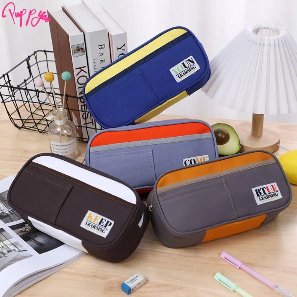 Creative Canvas Pencil Bag High Value Multifunctional Stationery Storage Bag Large Capacity Thickened Pencil Case