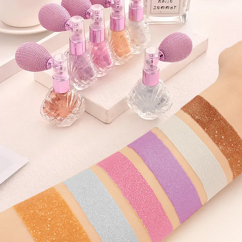 Parelachtige glans markeerstiftspray, fijne glittermist voor lichaam en haar, perfect voor toneelfeesten, bruidsmake-up, langdurige uitstraling