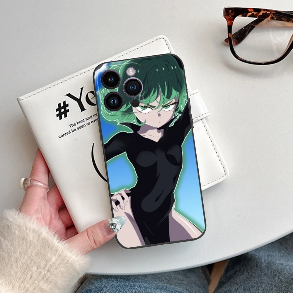 Punch Tatsumaki Cool Mobile Cell Phone Case for iPhone 15 14 13 12 11 X XR XS 8 7 Pro Max Plus Mini Black Soft Phone Cover Shell