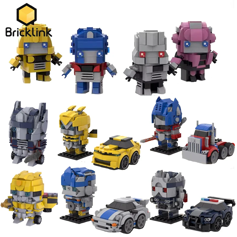 Bricklink MOC Technical Transformation Car Deformation Auto Robot Brickheadz Sets Building Blocks Kid Toys Boys Christmas Gift