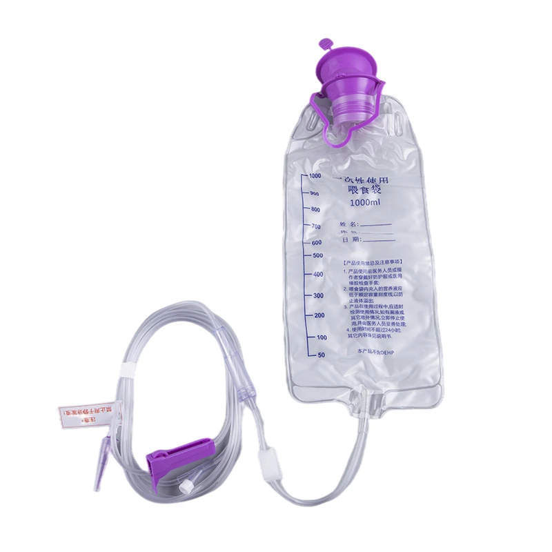 1000ml Medical Plastic Feeding Bag Enteral Nutrition Supply Bag Nasal Feeding Nutrient Gravity Pump Transparent Tube Bag