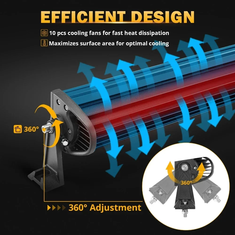 AUXBEAM Straight / Curved 50 Inch LED Light Bar White & Amber Work Light with Memory Function Off Road Fog Driving Work Light