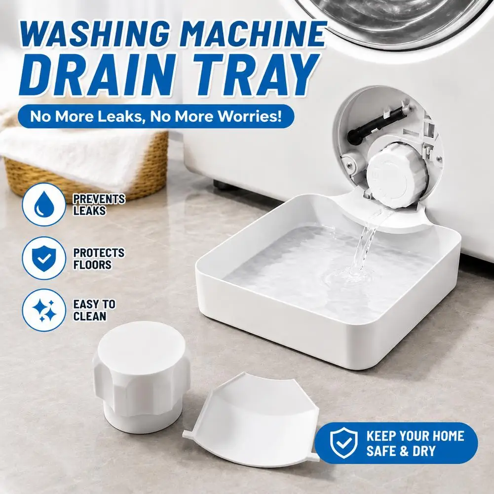 Washing Machine Drain Tray with Funnel Leakproof Water Catch Pan for Washer Floor Protection
