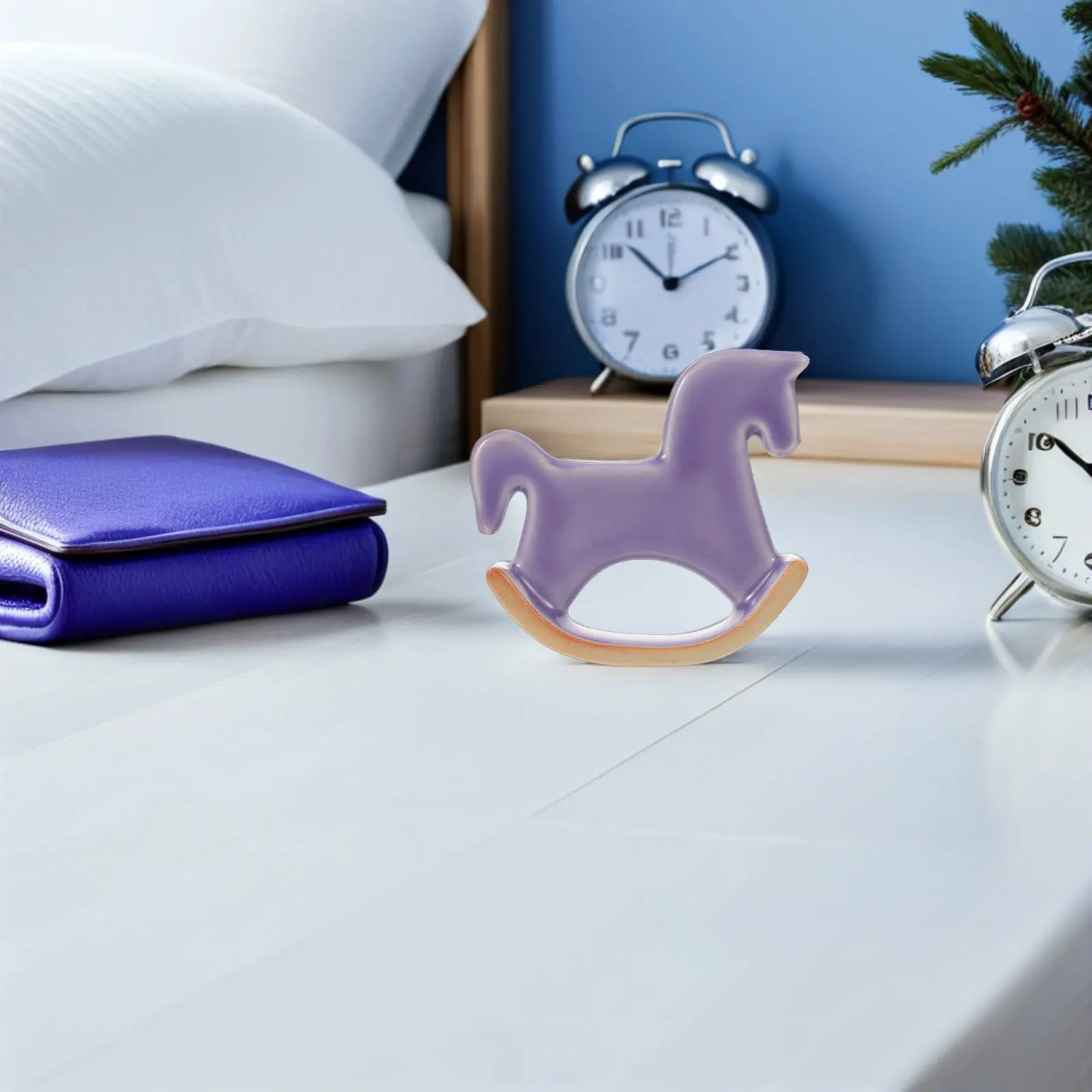 Ceramic Rocking Horse Figurine Porcelain Animal Sculpture Miniature Table Ornament for Home Living Room Decor