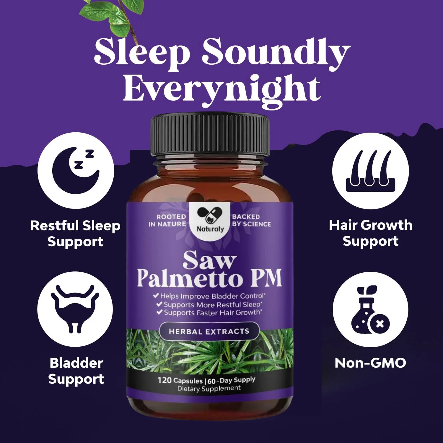 Saw Palmetto melatonin,used for sleep and prostate Saw palmetto powder and chamomile extract ratio Reduce male urinary frequency