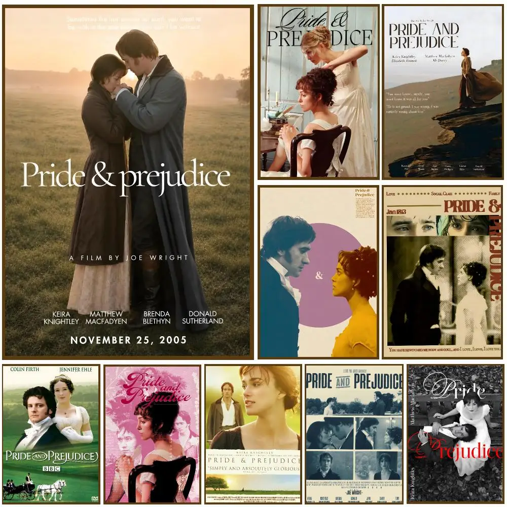 Pride & Prejudice Movie Vintage Poster Self-adhesive Advanced Aesthetic Printing Paper Wall Art for Living Room Home Decor