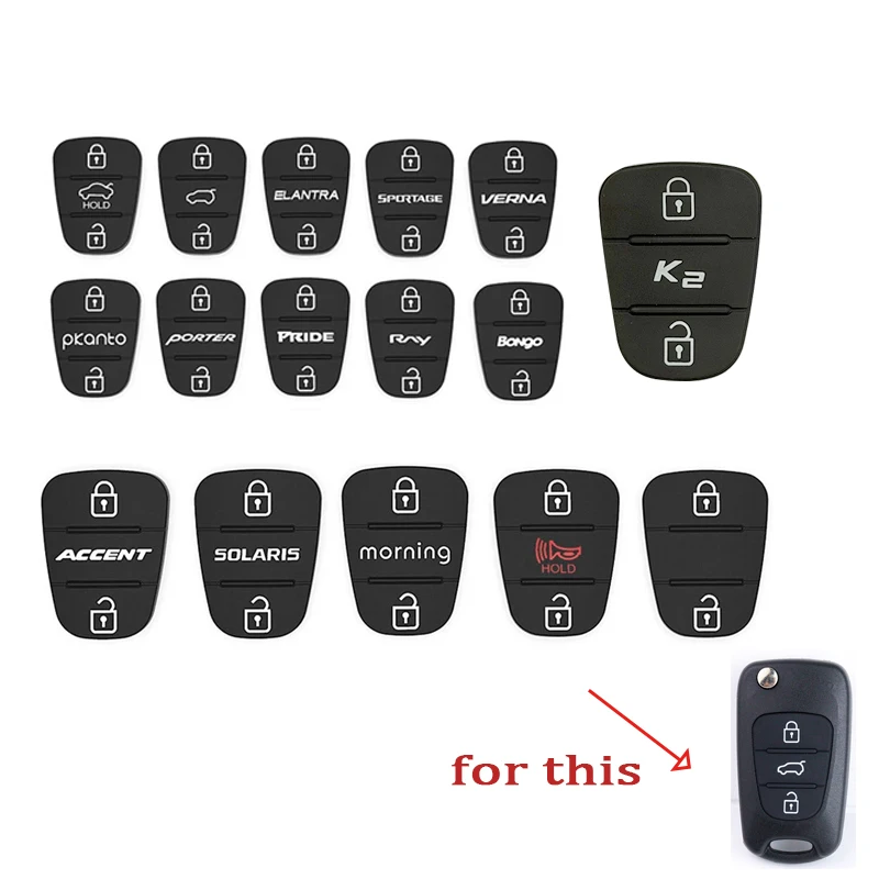 Car Key Rubber Buttons Pad for Hyundai/kia Sportage Rio Verna Bongo Solaris Accent Morning Picanto K2 K5 I20 Ceed Elantra Porter