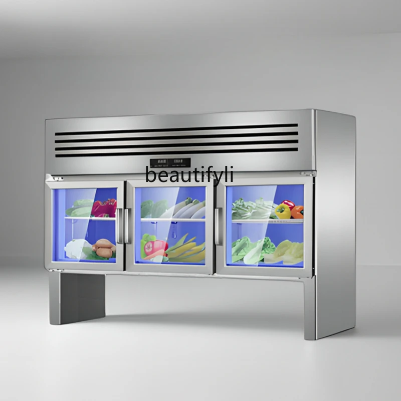 Vertical Countertop Freezer Frozen to Keep Fresh Wall-Mounted Freezer Stainless Steel Upper Cabinet