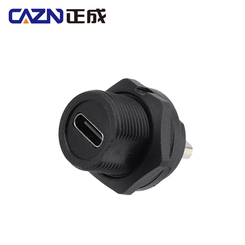 CAZN Waterproof IP67 IP68 Type C Female to Female PFC Rear Mount Receptacle Threaded-type Type-C 3.1 10GB