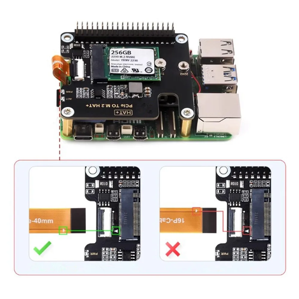 Placa de Expansão para Raspberry Pi 5, Adaptador PCIe para M.2, Suporta NVMe Protocol M.2 Solid State Drive