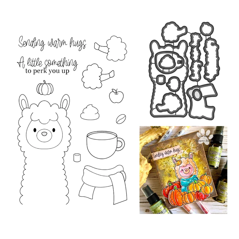 Coffee Llama Halloween Clear Stamp New August 2022 Scrapbooking for Paper Making Metal Cutting Dies Frames Card Craft