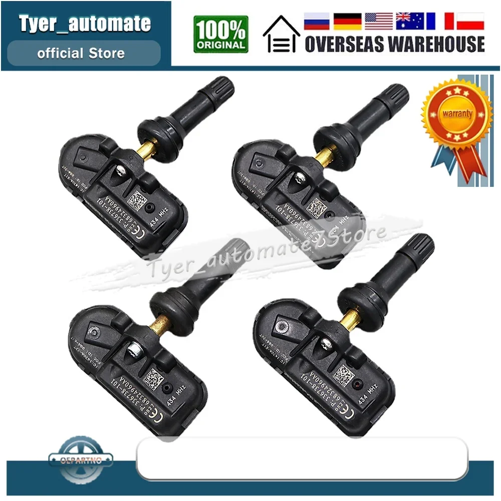 4PCS For JEEP CHEROKEE RAM 1500 1500 CLASSIC 2500 3500 Tire Pressure Monitoring System Sensor 434MHz 68324960AA 68324960AB