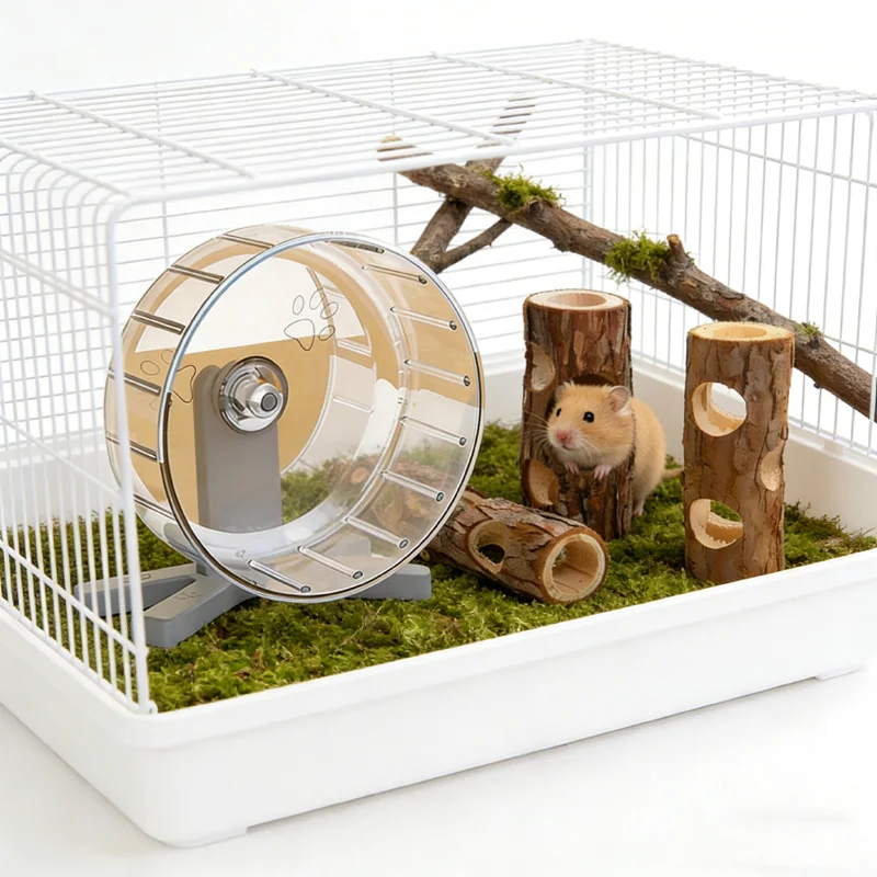 Wooden Hamster Tree Hollow Toy Fir Stump Hideout Burrow Tunnel Cage Decor Chew Grinding Toy for Small Pet Syrian Hamster view 4