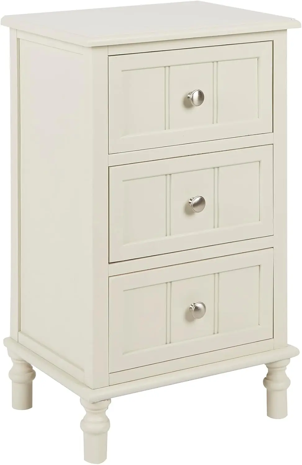 

Decor Therapy Simplify 3-Drawer Accent Table, Buttermilk 15.75 in x 11.8 in x 26 in