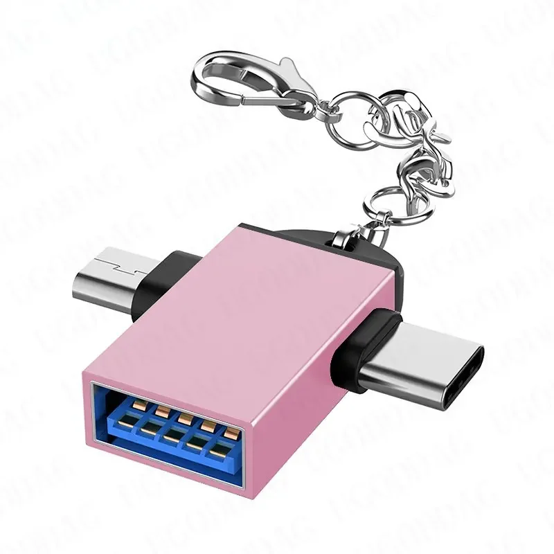 Universal  2 in 1 OTG Adapter USB 3.0 Female To Micro USB Male and USB C Male Connector Aluminum Alloy on The Go Converter